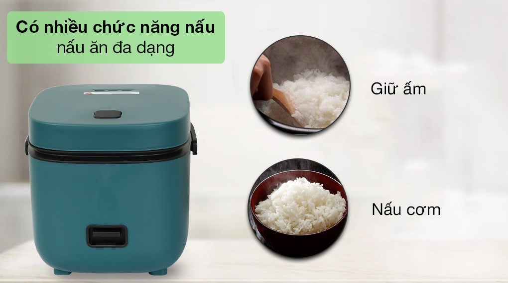 Nồi cơm nắp gài Mishio 0.8 lít MK-265 Xanh