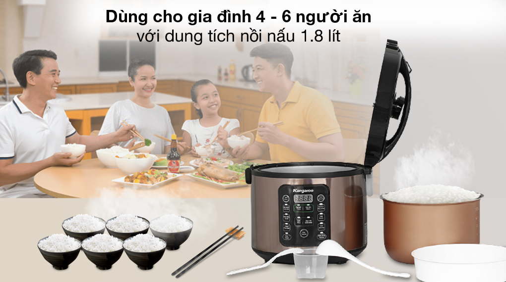 Nồi cơm điện tử Kangaroo 1.8 lít KG18DR6