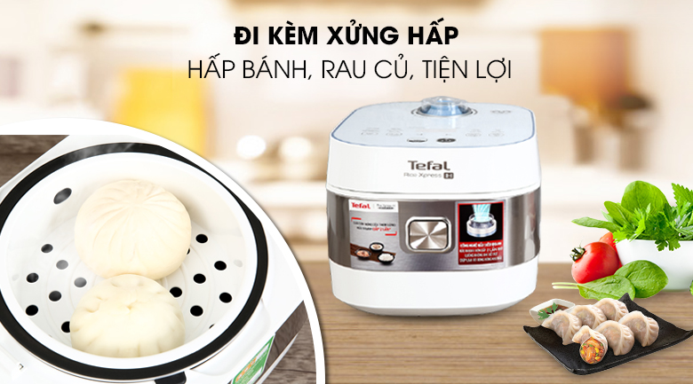 Đi kèm xửng hấp Nồi cơm điện cao tần Tefal 1.5 lít RK762168