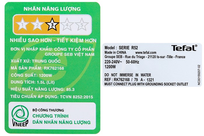 Nồi cơm cao tần Tefal 1.5 lít RK762168 Màu Trắng