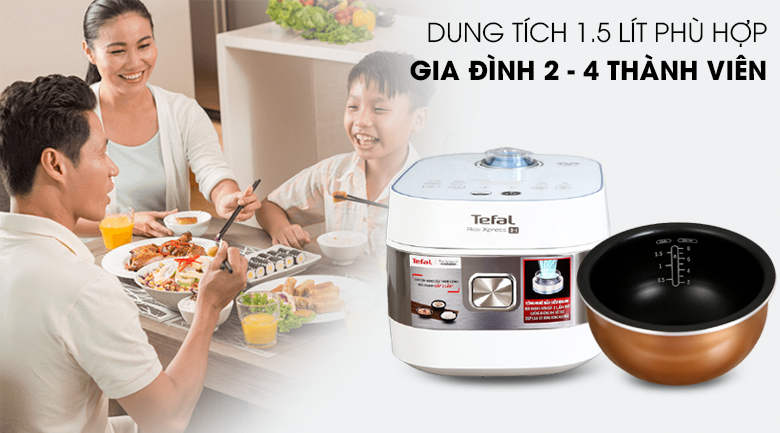 Dung tích Nồi cơm điện cao tần Tefal 1.5 lít RK762168