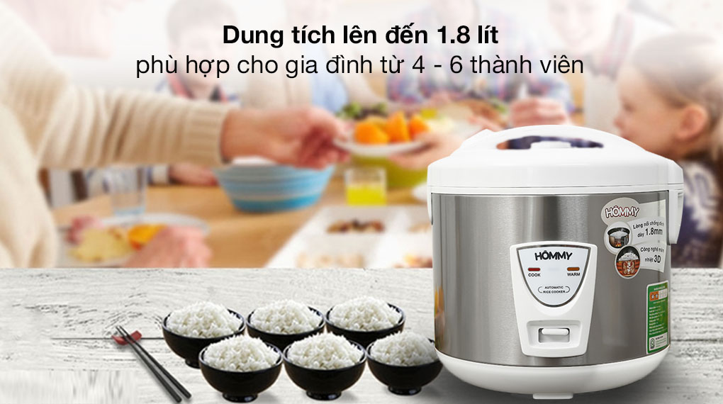 Nồi cơm điện nắp gài Hommy 1.8 lít JRC-180K