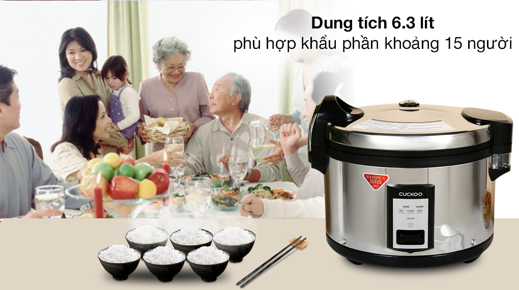 Nồi cơm công nghiệp nắp gài Cuckoo 6.3 lít CR-3521/BKSTVNCV