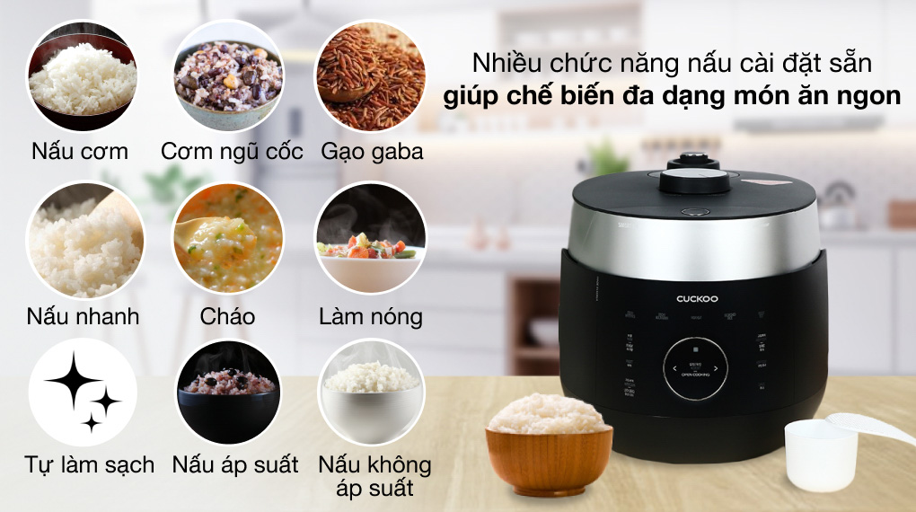 Nồi cơm áp suất cao tần Cuckoo 1.8 lít CRP-LHTR1009F/BKSIVNCV - 3