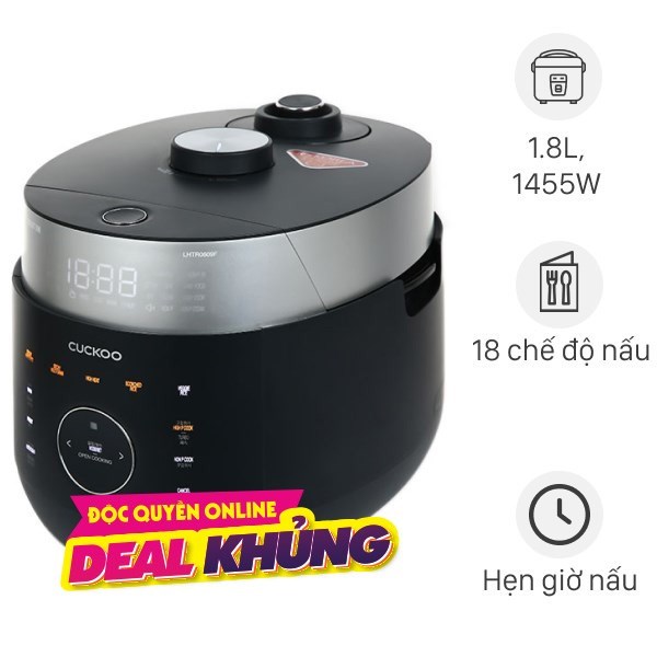 Nồi cơm áp suất cao tần Cuckoo 1.8 lít CRP-LHTR1009F/BKSIVNCV