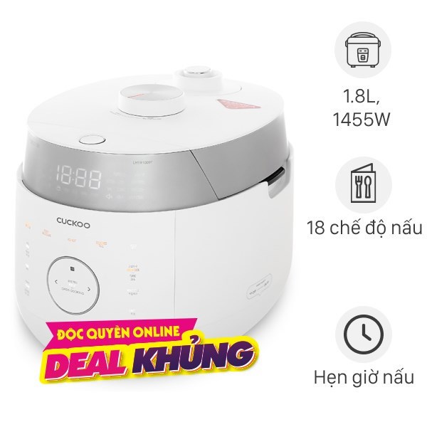 Nồi cơm áp suất cao tần Cuckoo 1.8 lít CRP-LHTR1009F/WHSIVNCV