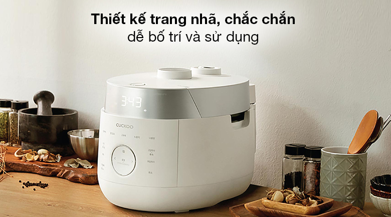 Nồi cơm cao tần Cuckoo 1.8 lít CRP-LHTR1009F/WHSIVNCV - Thiết kế đơn giản, gọn đẹp