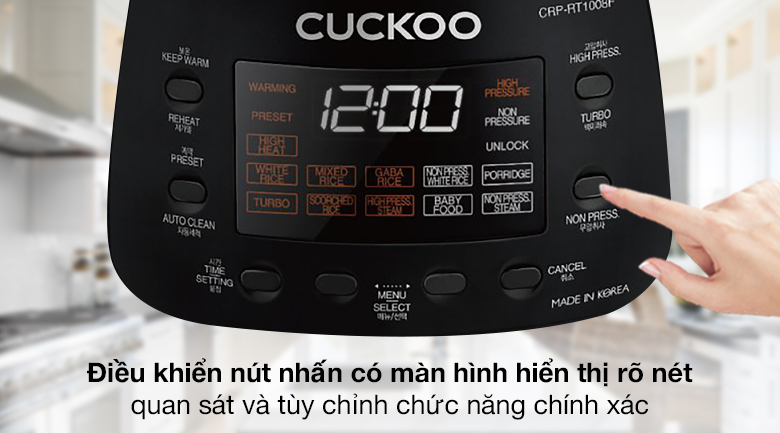 Bảng điều khiển - Nồi cơm áp suất điện tử Cuckoo 1.8 lít CRP-RT1008F/BKTSVNCV
