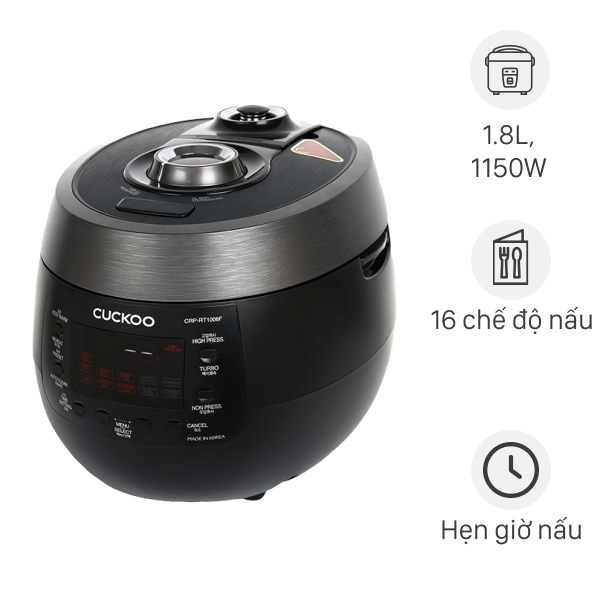 Nồi cơm điện tử áp suất Cuckoo 1.8 lít CRP-RT1008F/BKTSVNCV