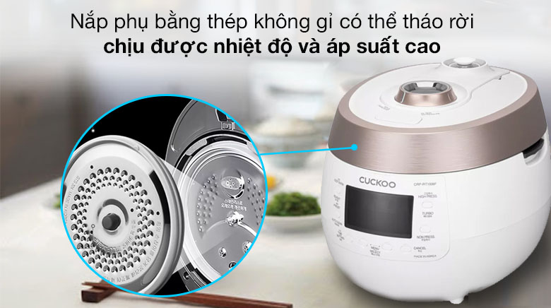 Nắp phụ không gỉ - Nồi cơm áp suất điện tử Cuckoo 1.8 lít CRP-RT1008F/WHPGVN