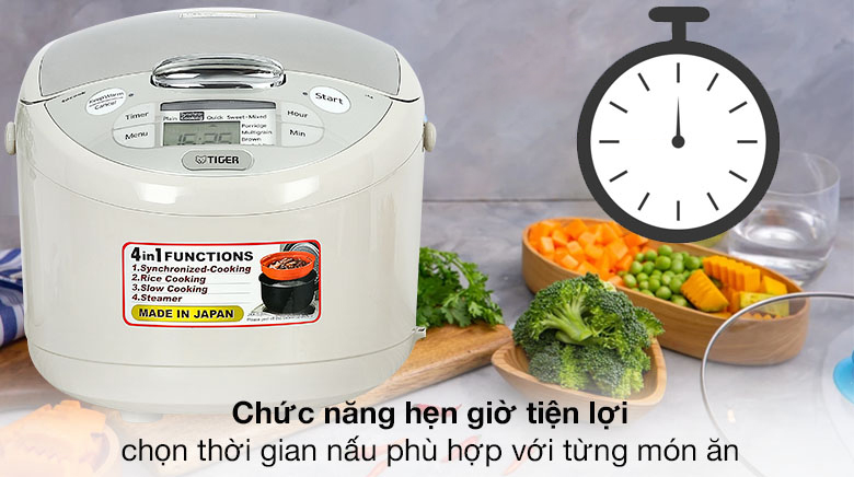 Chức năng hẹn giờ - Nồi cơm điện tử Tiger 1.8 lít JAX-S18W