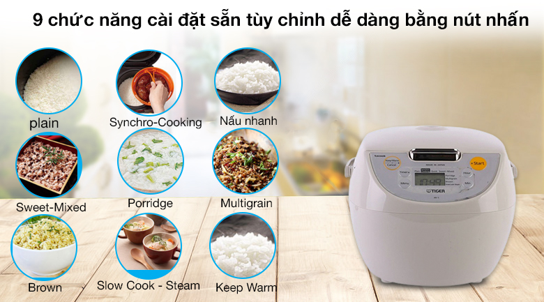 Chức năng nấu - Nồi cơm điện tử Tiger 1 lít JBV-S10W