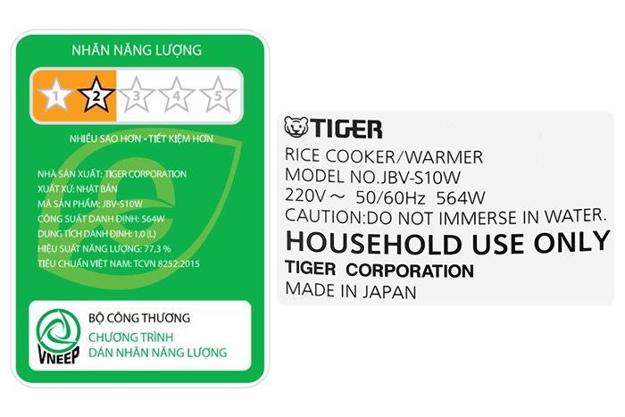 Nồi cơm điện tử Tiger 1 lít JBV-S10W Màu Xám