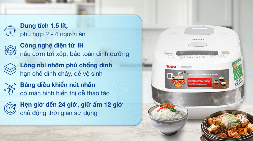 Nồi cơm cao tần Tefal 1.5 lít RK808168