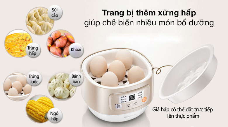 Trang bị thêm xửng hấp - Nồi nấu chậm Bear 0.8 lít DDZ-A08D1