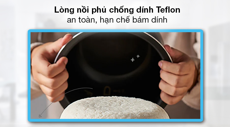 Nồi cơm điện tử Bear 1.2 lít DFB-B12F1 - Lòng nồi dày 1.2 mm làm từ chất liệu hợp kim nhôm phủ chống dính Teflon