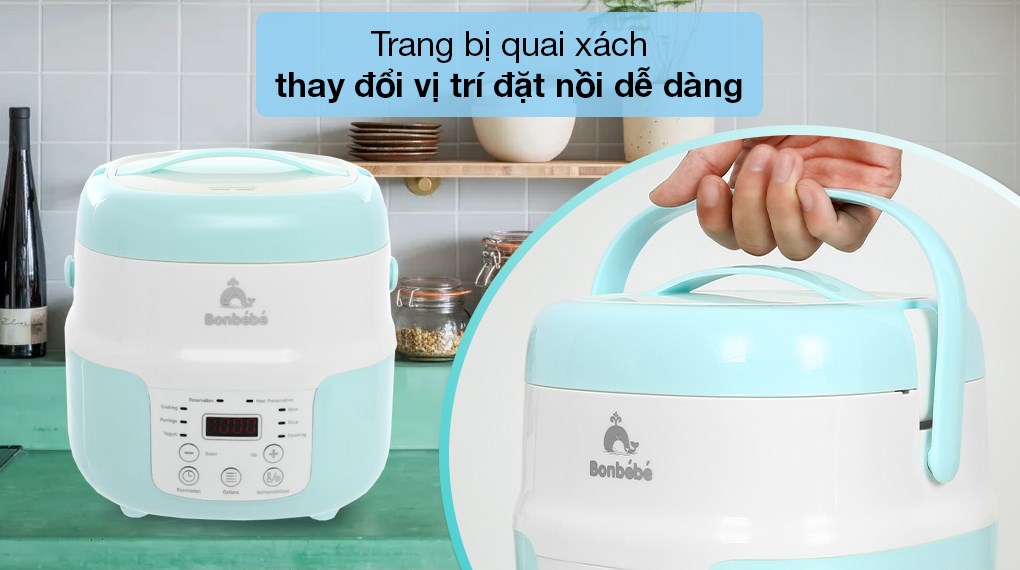 Nồi nấu đa năng Bonbébé 1.5 lít BB-36 Xanh