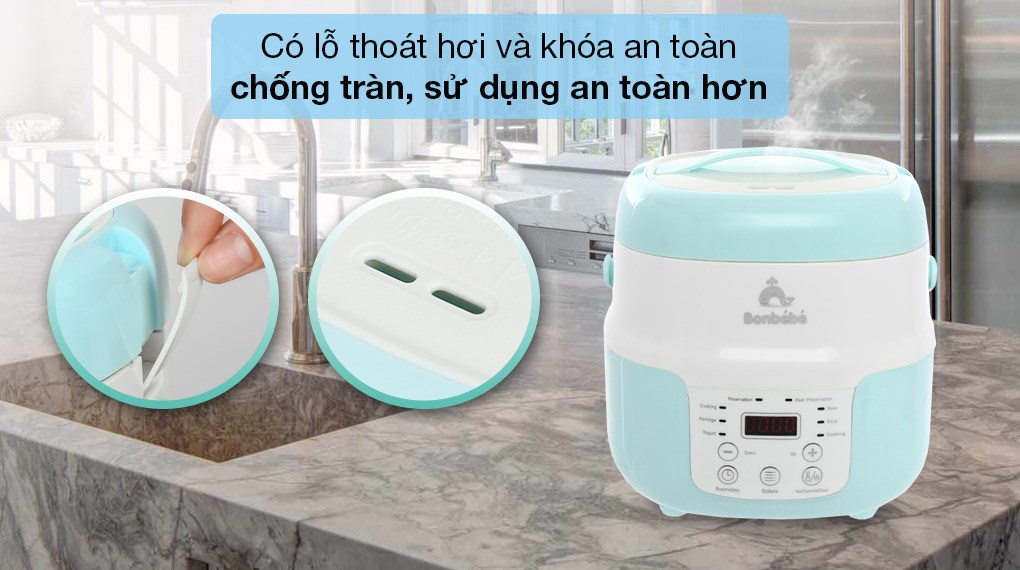 Nồi nấu đa năng Bonbébé 1.5 lít BB-36 Xanh