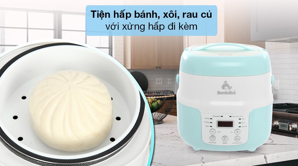 Nồi nấu đa năng Bonbébé 1.5 lít BB-36 Xanh