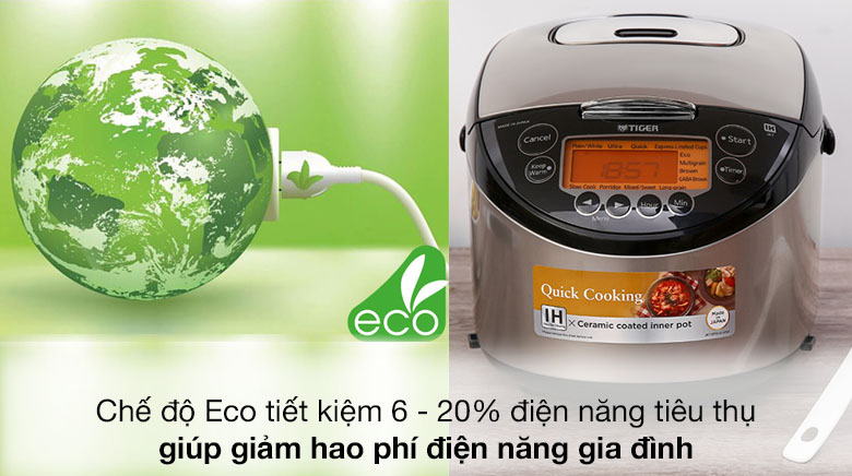 Chế độ Eco - Nồi cơm điện Cao tần Tiger 1.8 lít JKT-D18V