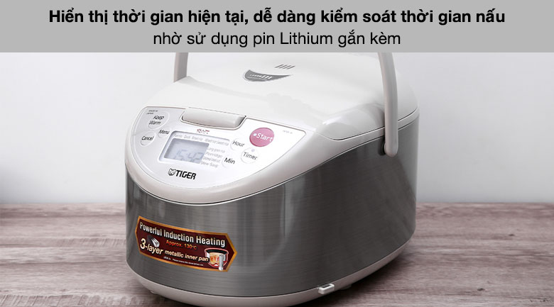 Hiển thị thời gian hiện tại - Nồi cơm điện cao tần Tiger 1.8 lít JKW-A18W