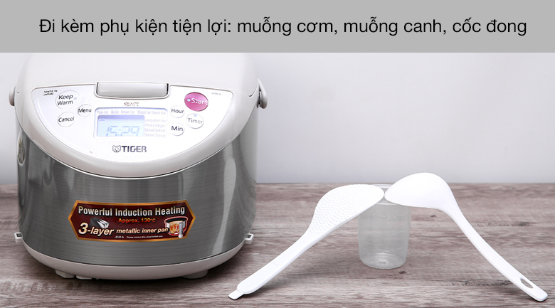 Nồi cơm điện cao tần Tiger 1.8 lít JKW-A18W - Đi kèm phụ kiện tiện lợi