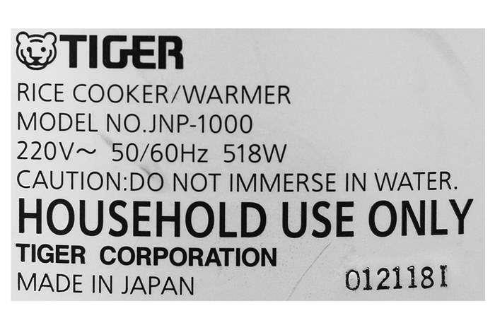 Nồi cơm điện nắp gài Tiger 1 lít JNP-1000 Màu Trắng