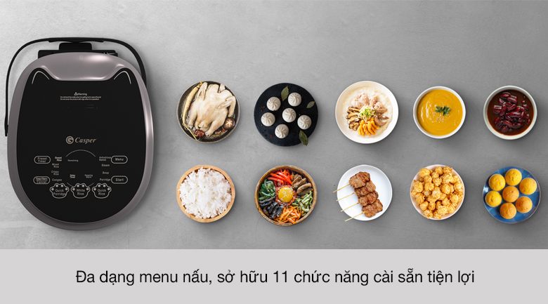 Nồi cơm điện tử 1.8 lít Casper CD-18RC01 - Menu 11 chương trình nấu