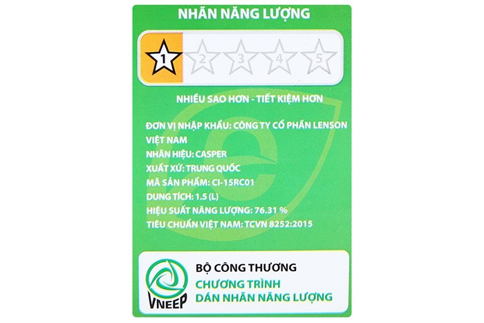 Nồi cơm cao tần Casper 1.5 lít CI-15RC01 Màu Đen