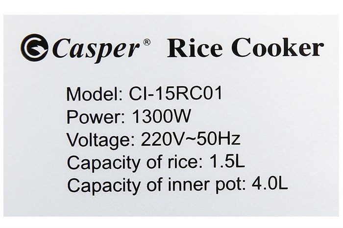 Nồi cơm cao tần Casper 1.5 lít CI-15RC01 Màu Đen