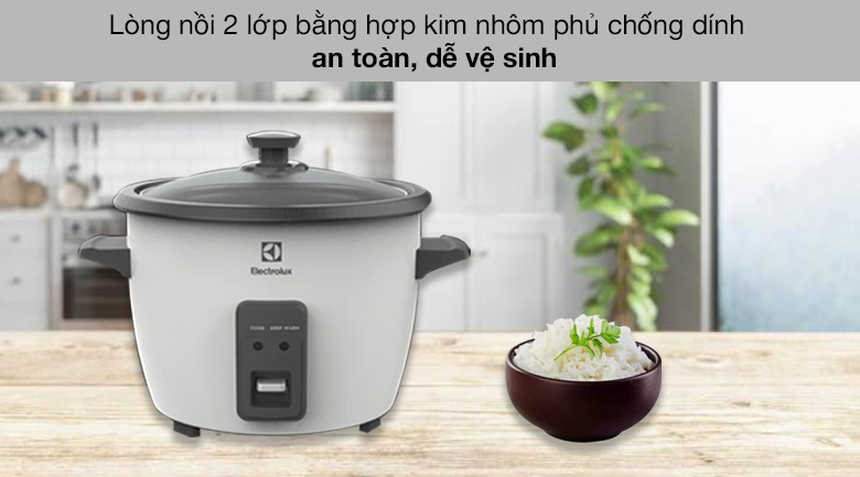 Nồi cơm nắp rời 1.8 lít Electrolux E2RC1-320W - Lòng nồi chống dính