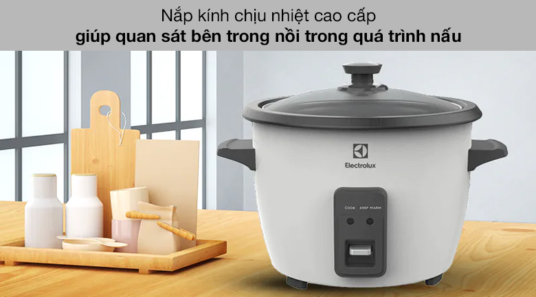 Nồi cơm nắp rời 1.8 lít Electrolux E2RC1-320W - Nắp kính chịu nhiệt