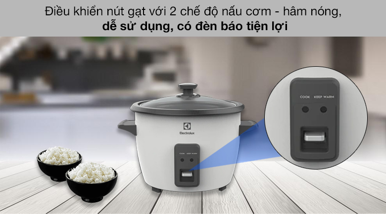 Nồi cơm nắp rời 1.8 lít Electrolux E2RC1-320W - Điều khiển nút gạt dễ sử dụng