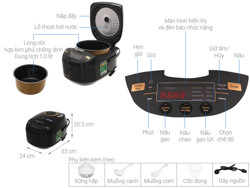 Nồi cơm điện tử Electrolux 1 lít E7RC1-550K