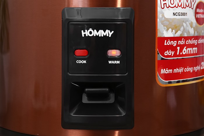 Nồi cơm nắp gài Hommy 3 lít NCG3001 Màu Vàng đồng