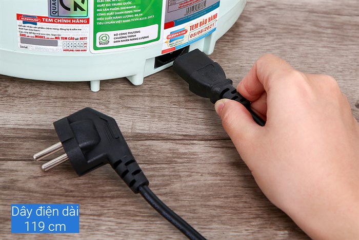 Nồi cơm nắp gài Sunhouse Mama 1.8 lít SHD8665B Màu Xanh ngọc