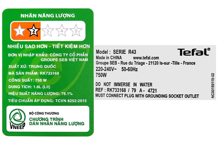 Nồi cơm điện tử Tefal 1.8 lít RK733168 Màu Trắng