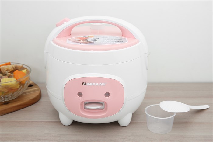 Nồi cơm nắp gài Sunhouse 1.2 lít SHD8217W Màu Trắng - Hồng