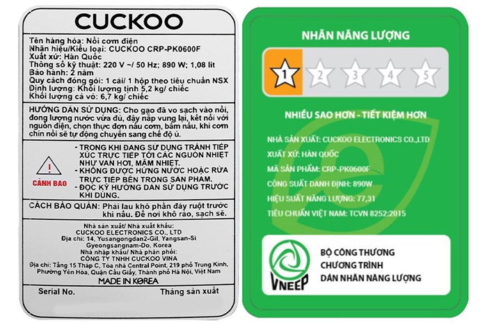 Nồi cơm điện tử áp suất Cuckoo 1.08 lít CRP-PK0600F/BKRDVN Màu Đen - Đỏ