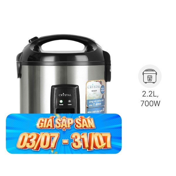 Nồi cơm nắp gài Crystal 2.2 lít NCG2201