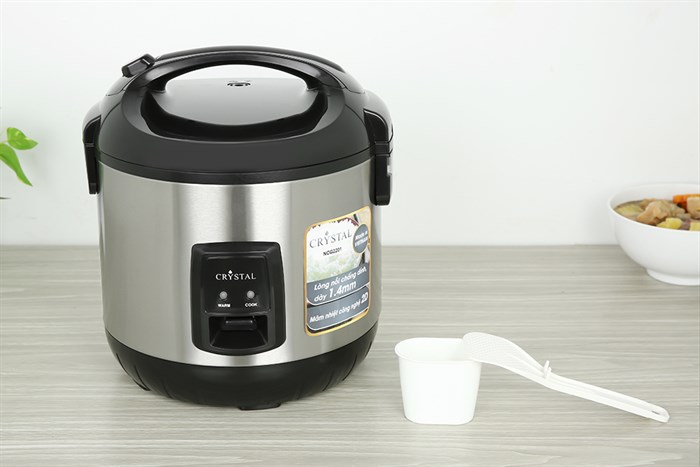Nồi cơm nắp gài Crystal 2.2 lít NCG2201 Màu Đen - Bạc