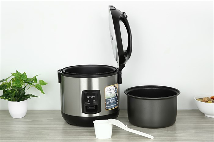 Nồi cơm nắp gài Crystal 2.2 lít NCG2201 Màu Đen - Bạc