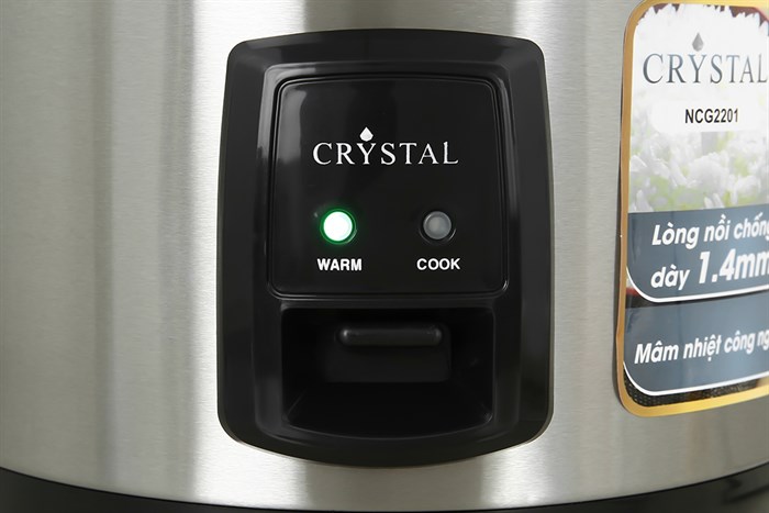 Nồi cơm nắp gài Crystal 2.2 lít NCG2201 Màu Đen - Bạc