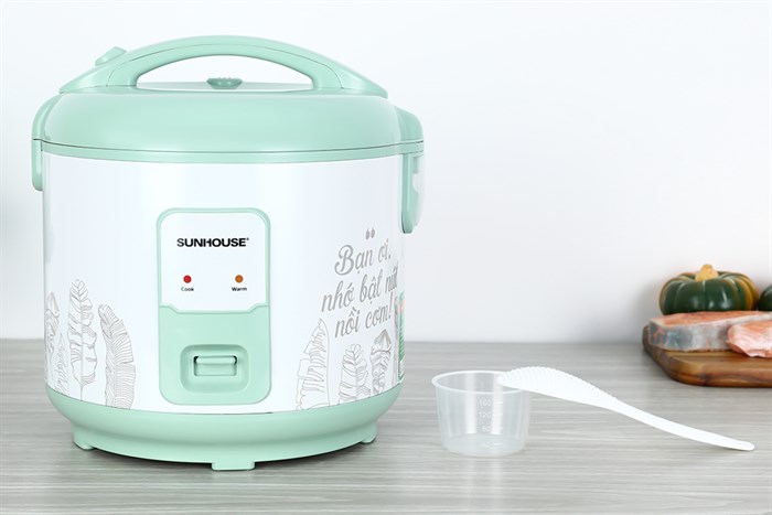 Nồi cơm nắp gài Sunhouse 1.8 lít SHD8621 Màu Trắng - Xanh lá