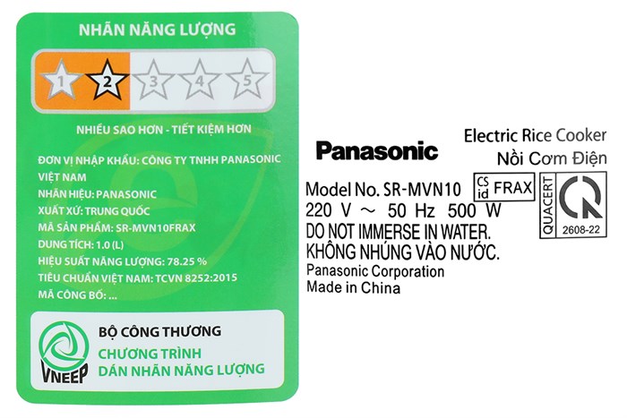 Nồi cơm nắp gài Panasonic 1 lít SR-MVN10FRAX Màu Trắng