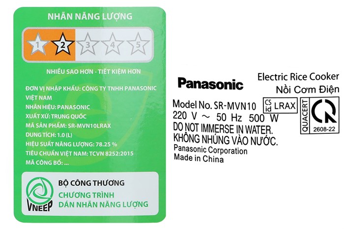 Nồi cơm nắp gài Panasonic 1 lít SR-MVN10LRAX Màu Xám