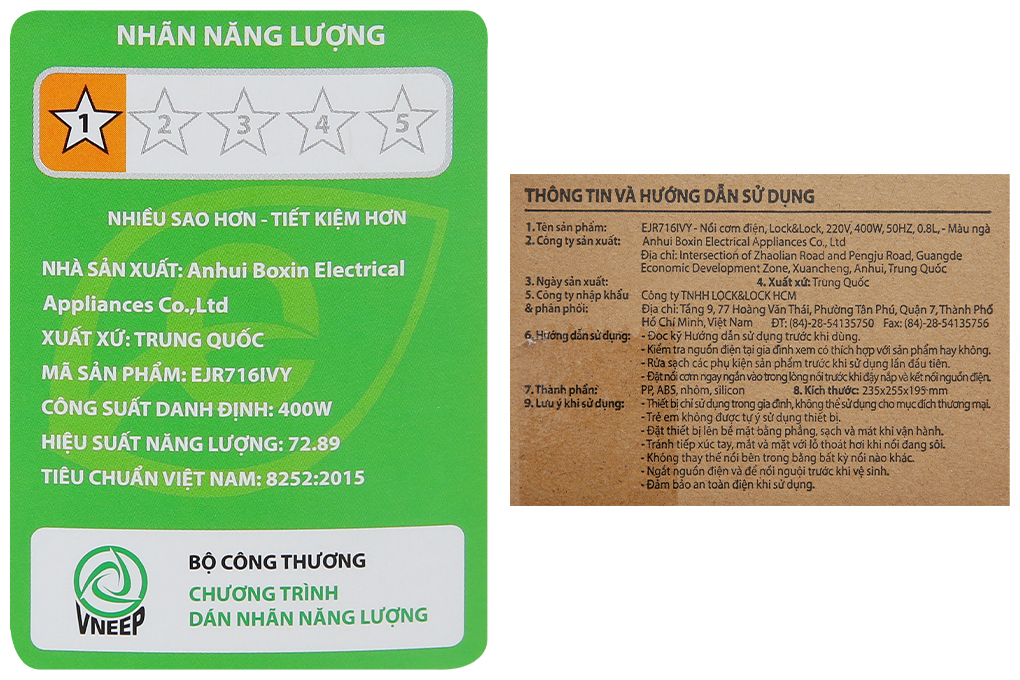 Nồi cơm điện tử Lock&Lock 0.8 lít EJR716IVY Màu Màu be