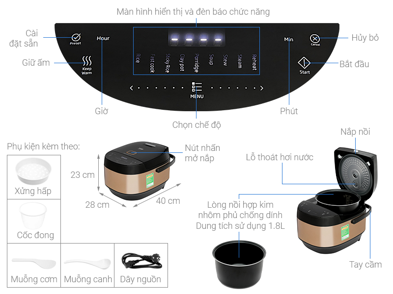 Nồi cơm điện cao tần Beko 1.8 lít RCI 80143B