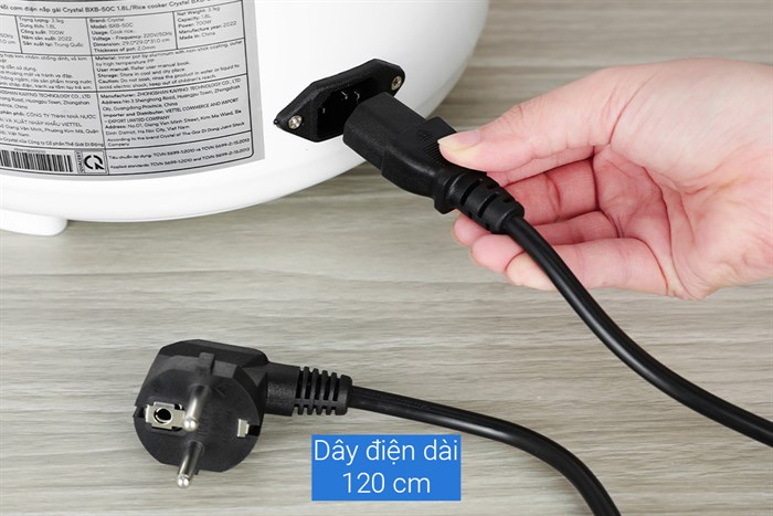 Nồi cơm nắp gài Crystal 1.8 lít BXB-50C Màu Trắng