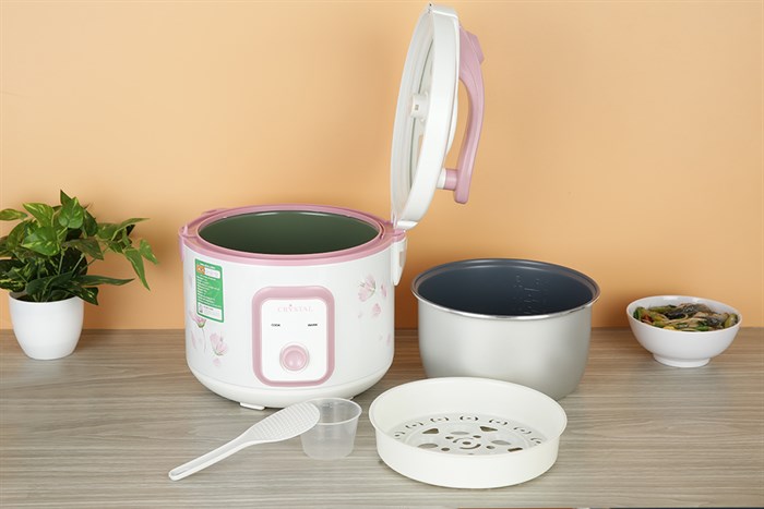 Nồi cơm nắp gài Crystal 1.8 lít X2522 Màu Trắng - Hồng